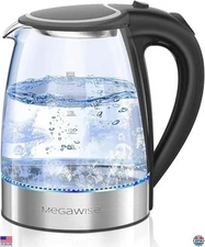 Electric Glass Kettle 1.8L Fast Boil 1000W Auto Shut-Off BPA-Free Stainless