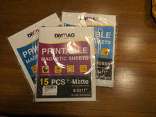 Diymag Printable Magnetic Sheet, Each 15 PCS, 8.5 11", 2 Glossy, 1 Matte, 16mils
