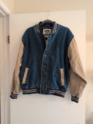 Vintage Lee Sport Denim Varsity Jacket 1980s, ''AC Delco'' Embroidered Sleeve, Med