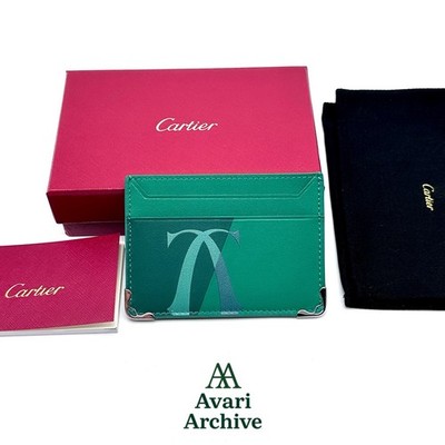 Cartier Must de Cartier Light Green Leather Double Card Holder