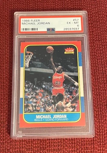 1986 FLEER MICHAEL JORDAN ROOKIE - #57 - CHICAGO BULLS - HOF - PSA 6 EX-MT