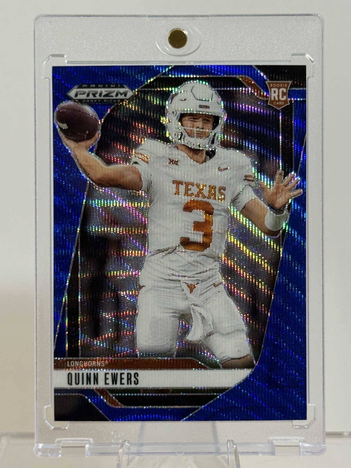 2025 Prizm Draft Picks - Quinn Ewers Blue Wave Prizm #126 Dolphins (RC) /299