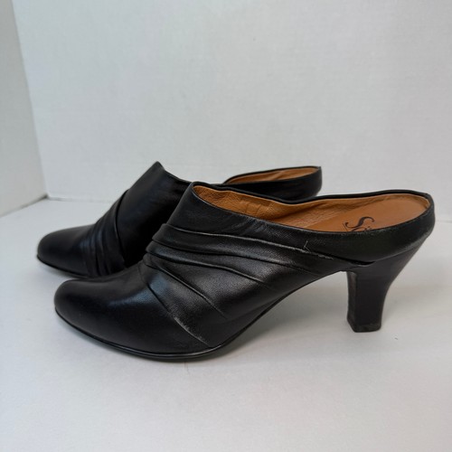 Sofft Women's Slip On Open Back Leather Pointed Toe Heeled Mules Black Size 8 - Picture 5 of 9