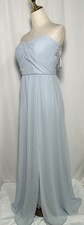 Social Bridesmaids Dress Maxi 4R Gown Formal Strapless Evening Blue Chiffon