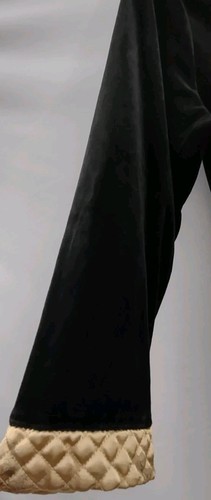 Vintage Cinema Etoile Robe Zip Black Velour Gold Satin Collar Cuff Large Note - Bild 3 von 13