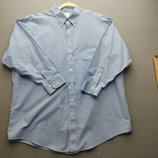 Brooks Brothers Shirt Mens 17.5 2/3 Blue White Striped Regent Dress Button Up