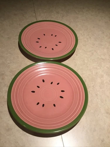 Set Of Two Fiesta Luncheon Plate 9" Retired Watermelon Pattern Fiestaware