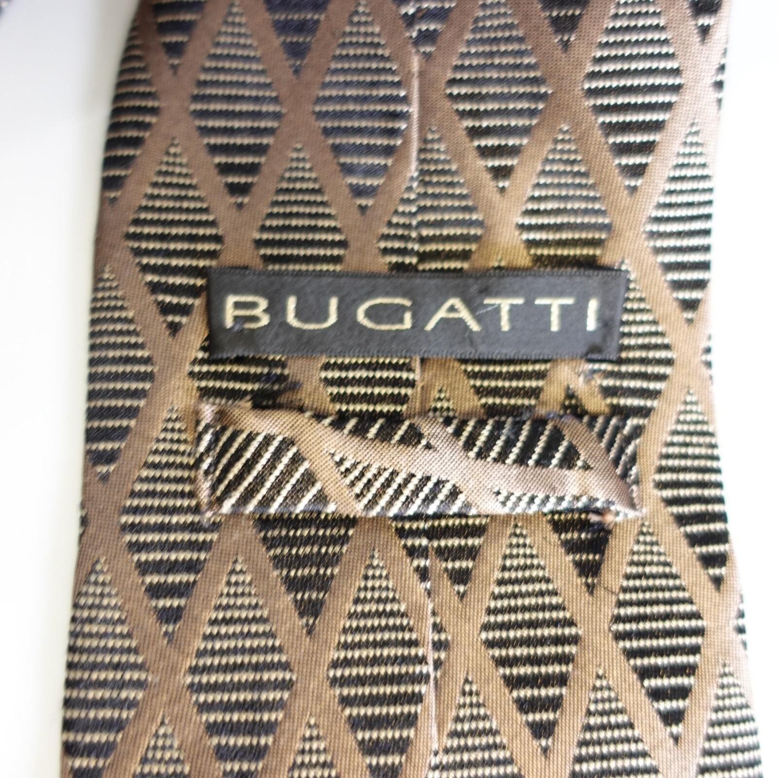 Bugatti Neck Tie Men Brown Solid Silk Designer Ar… - image 6