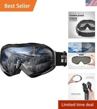 Stylish Anti-Fog Ski Goggles - Over Glasses Fit, Suitable for All Winter Sports
