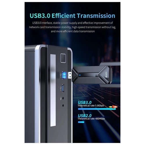 WiFi7 USB-Adapter BE6500 WiFi-Karte 5G 6G USB3.0 Drahtlose Netzwerkkarte US9411 - Bild 3 von 8