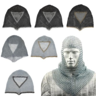 BATTLE READY CHAIN MAIL COIF MEDIEVAL RENAISSANCE CHAINMAIL HOOD ARMOR -6 Colors