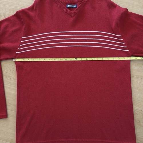 AEROPOSTALE MENS RED AND WHITE LIGHT KNIT SWEATER LONG SLEEVE CASUAL LARGE - Picture 7 of 10