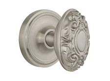 Nostalgic Warehouse Classic Rosette with Victorian Door Knob,  Satin Nickel
