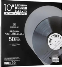 Premium 10-Inch Round Bottom Inner Vinyl Sleeves - Anti Static Rice Paper 50 pcs