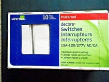 Leviton Decora 15 Amp Single Pole AC Quiet Switch 10-Pack - Light Almond