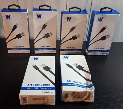 Micro USB Connectors Lot - 4 Four Foot & 2 Six Foot for Android - All TESTED