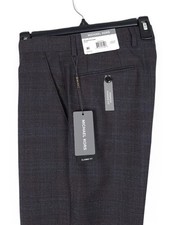 Michael Kors Mens Classic Fit Dress Pants 42x30 Brown Blue Plaid Wool Blend NWT