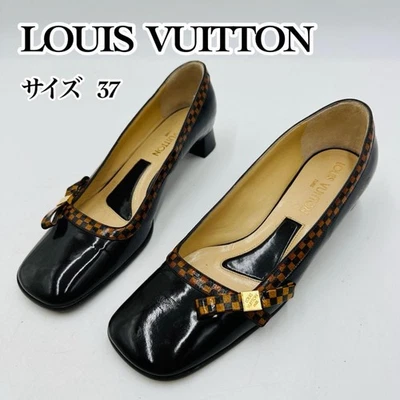 Chaussures Louis Vuitton escarpins talon damier EU 37 US 7 noir authentique - Photo 1/4