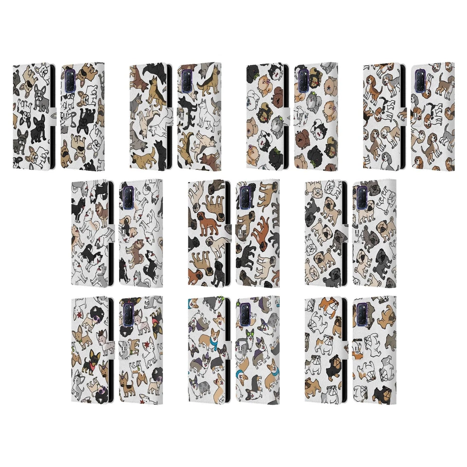 HEAD CASE DOG BREED PATTERNS LEATHER BOOK CASE & WALLPAPER FOR OPPO PHONES - Image 1 of 4