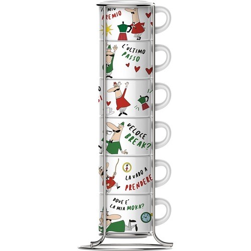 Bialetti TAZZ202 Set of 6 Espresso Cups Italia