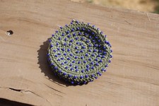 Vintage 1960s handmade beaded coin purse with kiss lock clasp