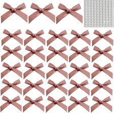 100pcs Mini Satin Bows for Crafts,4x4cm Nude Pink Small Bows with 100 Pcs Double