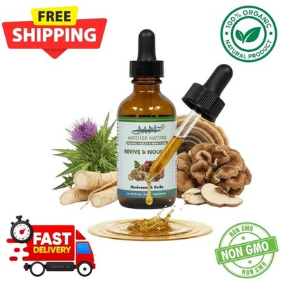 Mother Nature Revive & Nourish Mushroom Herb Blend Liquid Extract Tincture 2oz