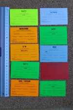 Lot de 10 Étiquettes de Bagages Militaires Armée Belge - Missions OTAN, ONU, UE