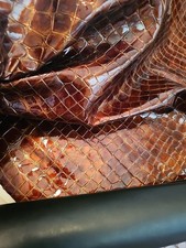 COPPER ALLIGATOR CROCODILE BELLY PRINT EMBOSSED SHEEPSKIN LAMBSKIN LEATHER HIDE