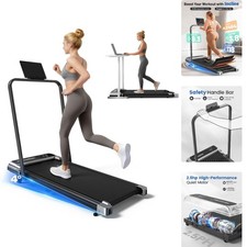 Walking Pad Treadmill with Handle Bar and Adjustable Incline, Compact Portabl...
