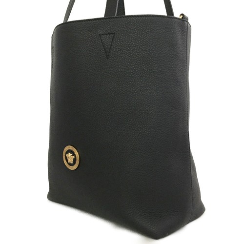 VERSACE Medusa Leather 2WAY Shoulder Tote Bag w/Pouch Black/2BG0930 - Imagen 4 de 12