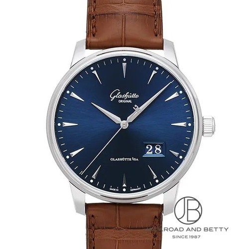 Glashutte Original Senator Excellence Panorama Date Blue Steel Watch Box Cal 36