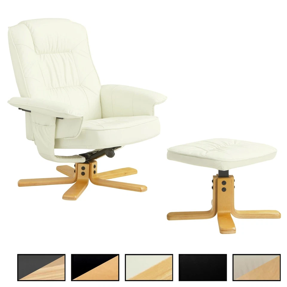 Fauteuil de relaxation inclinable avec repose-pieds pouf revêtement synthétique - Photo 1/1