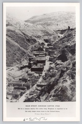 Bingham Canyon Utah Main Street Mining Town RPPC Postcard