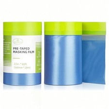 Pre-Taped Masking Film for Painting - 22" x 66' Painters Plastic 2 Rolls