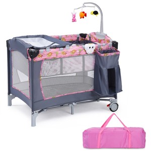 pink and grey playpen