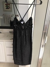 Vera Wang Black Evening Dress With Sequin Detailing Size 2 EUC