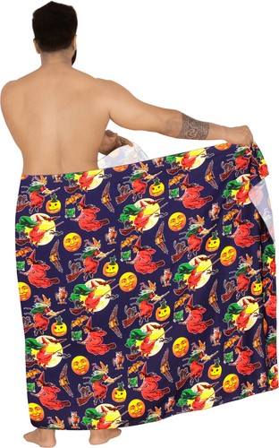 HAPPY BAY Men's Swimwear Cover Up Beach Summer Sarong One Size Blue, Bat - Picture 2 of 3