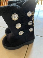 Cute Bebe Black Furry Lined Boots Toddler Size 6   Free Shipping