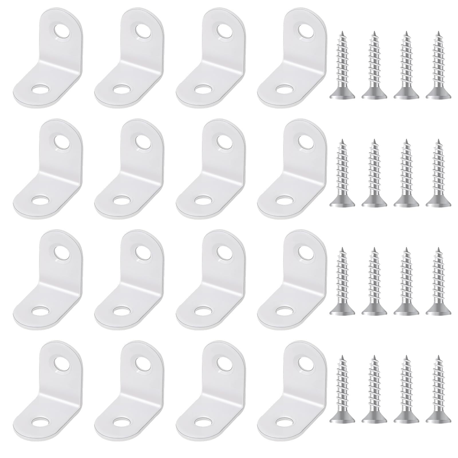 20 Pcs Small Right Angle Bracket White Corner Brace L Shape Shelf Bracket 90 ...