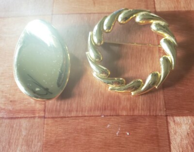 Vintage Anne Klein Brooch Scarf Pin Lot Goldtone Designer Costume Jewelry 