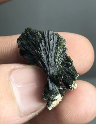 Natural Rare Aesthetic Dark Green Epidote Spray Cluster With Albite Matrix.
