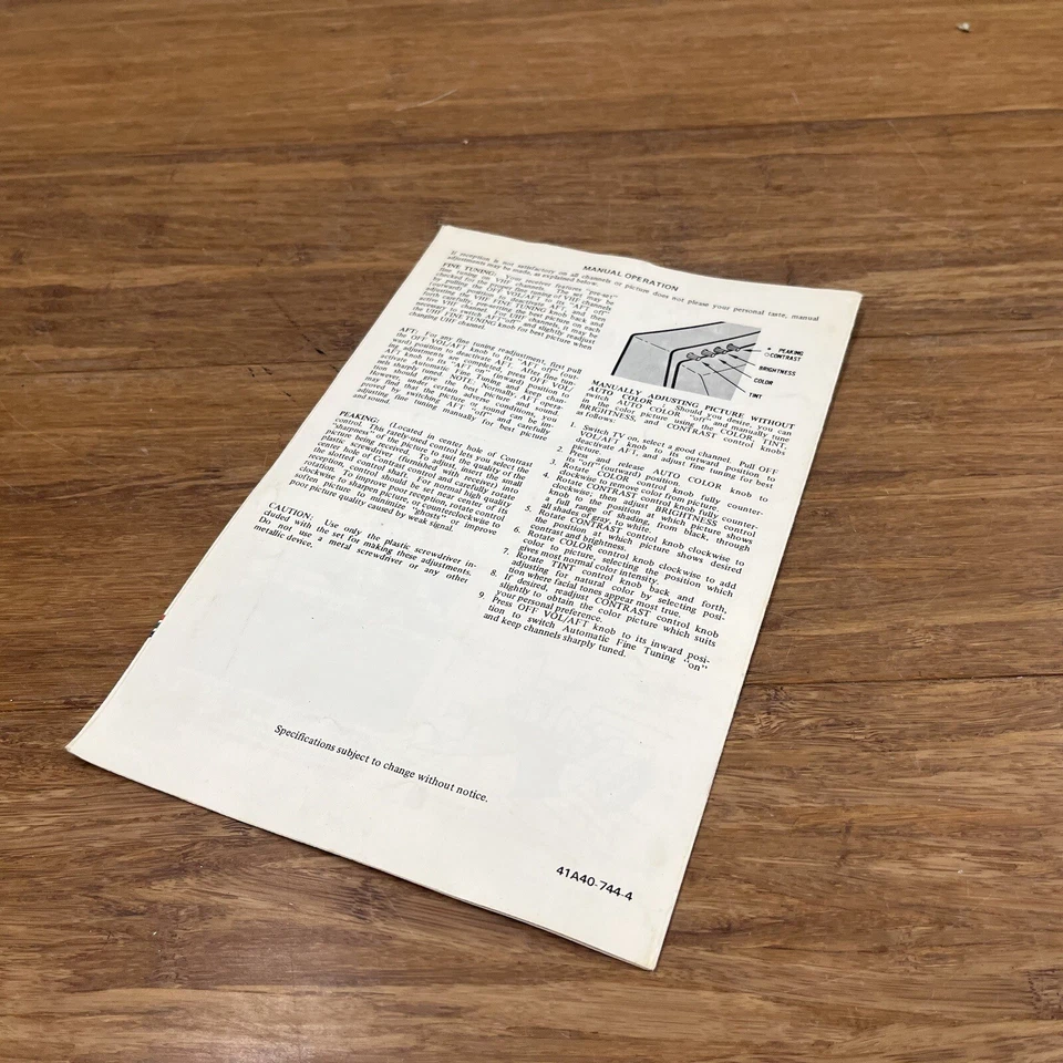 TV color vintage AOC Admiral Overseas Corp. Manual del propietario raro frente arco iris Foto 3 de 4