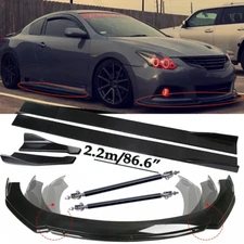 For Nissan Altima 2008-20 Front Bumper Lip Spoiler Side Skirts Rear Glossy Black