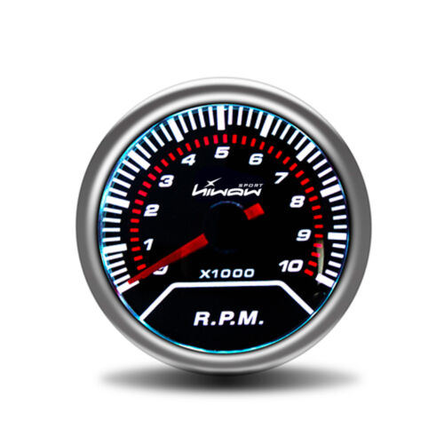 Hiwowsport Car 2" 52mm Tachometer Tacho Gauge White Digital LED 0~10000 RPM 12V - Picture 1 of 9