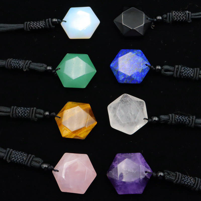Natural Quartz Hexagram Pendant Chakra Healing Necklace Charm Gift