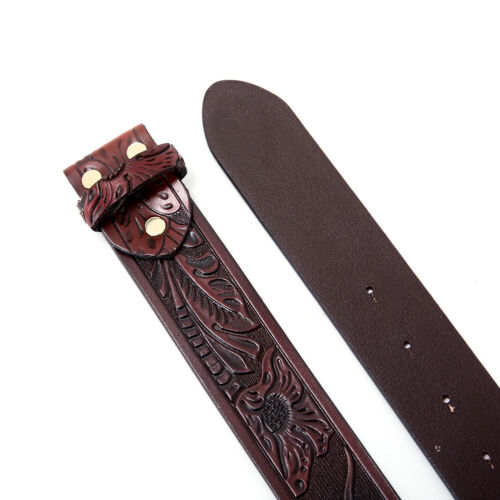 Classic Western Flower Design Leather Snap On Belt Mens Womens-NO BUCKLE - Picture 11 of 16