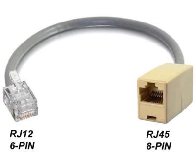 RJ12 RJ11 6P6C 6-PIN MALE to RJ45 CAT5 ETHERNET 8P8C 8PIN FEMALE NETWORK ADAPTER