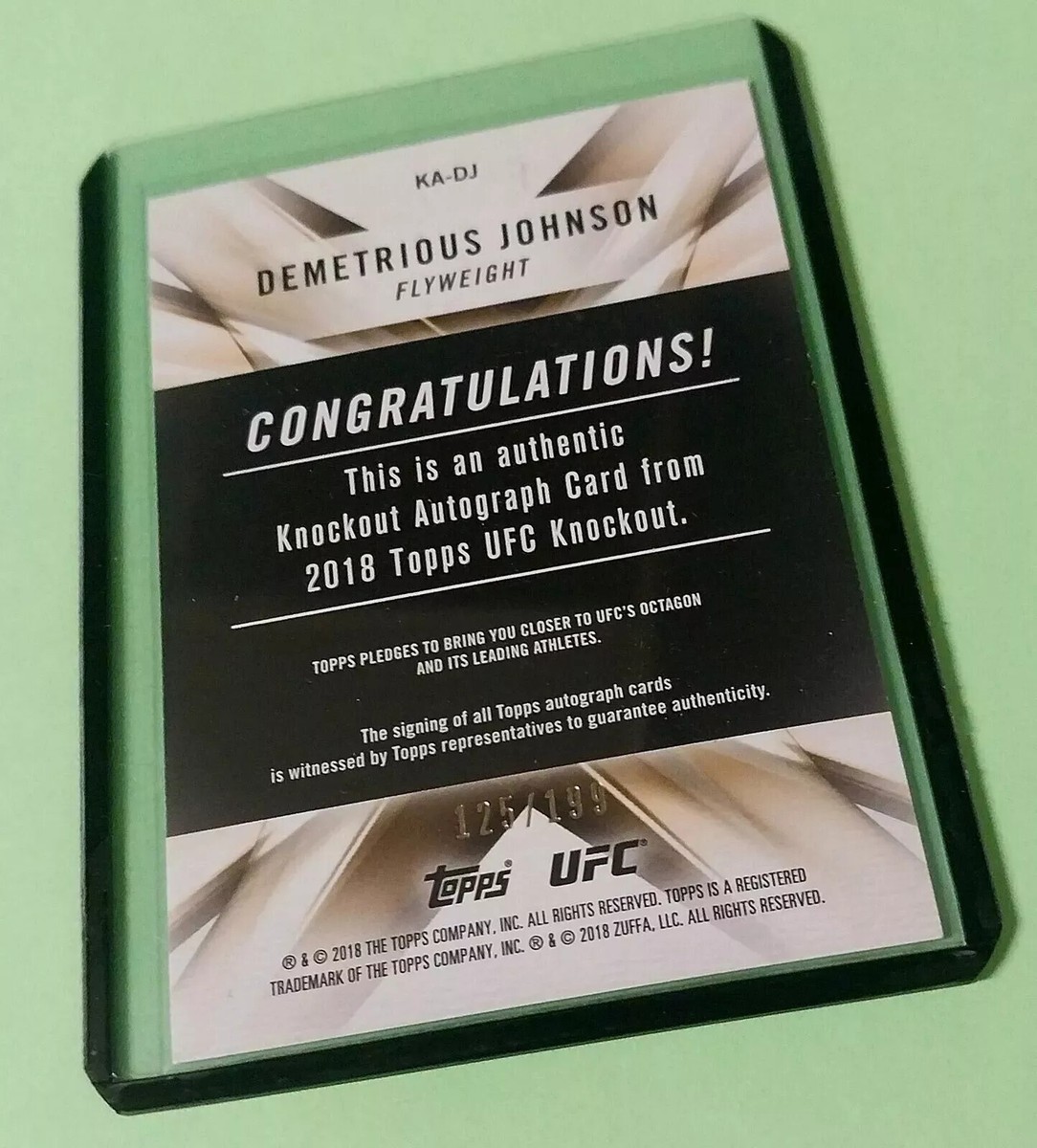 2018 Topps UFC Demetrious Johnson AUTO Knockout #KA-DJ Autograph