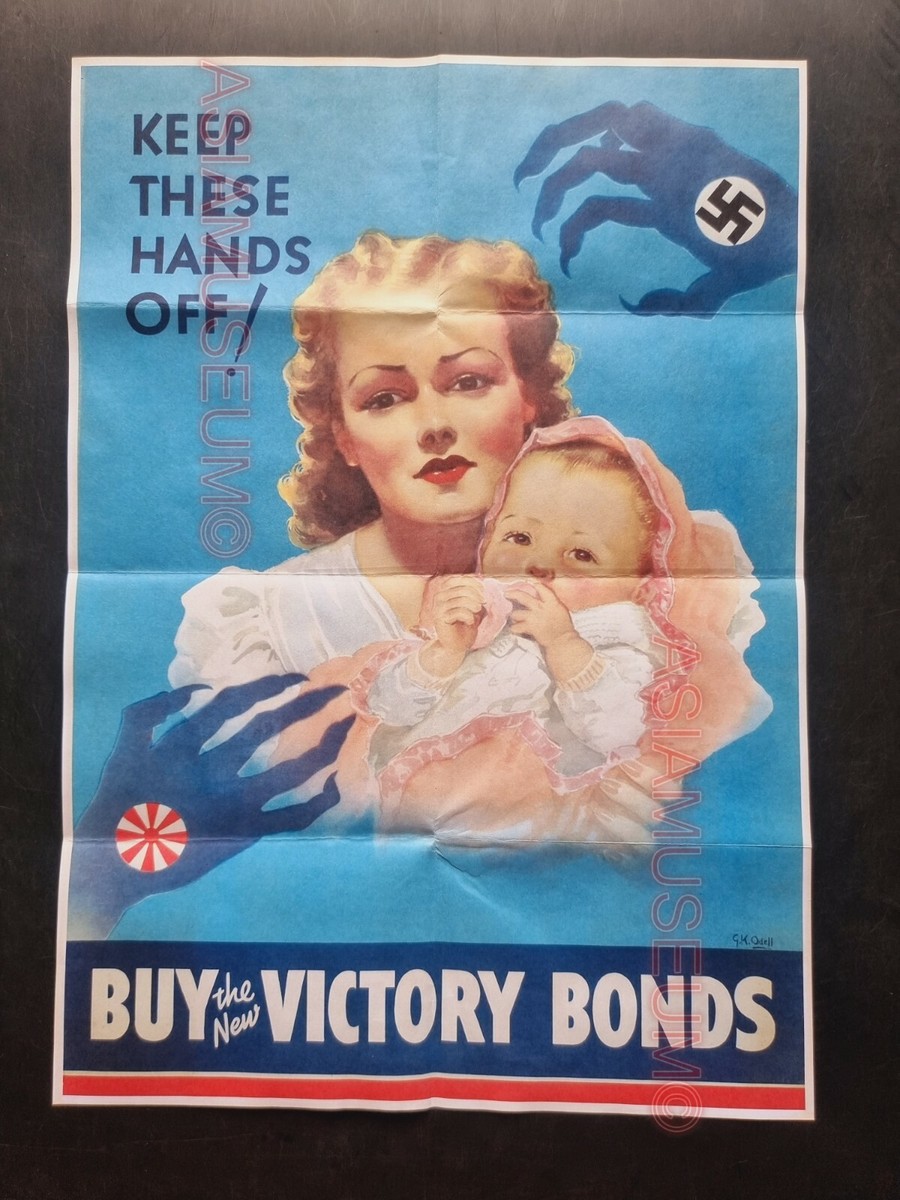 1943 WW2 USA WOMEN BABY GIRL BUY WAR VICTORY BOND JAPAN PROPAGANDA